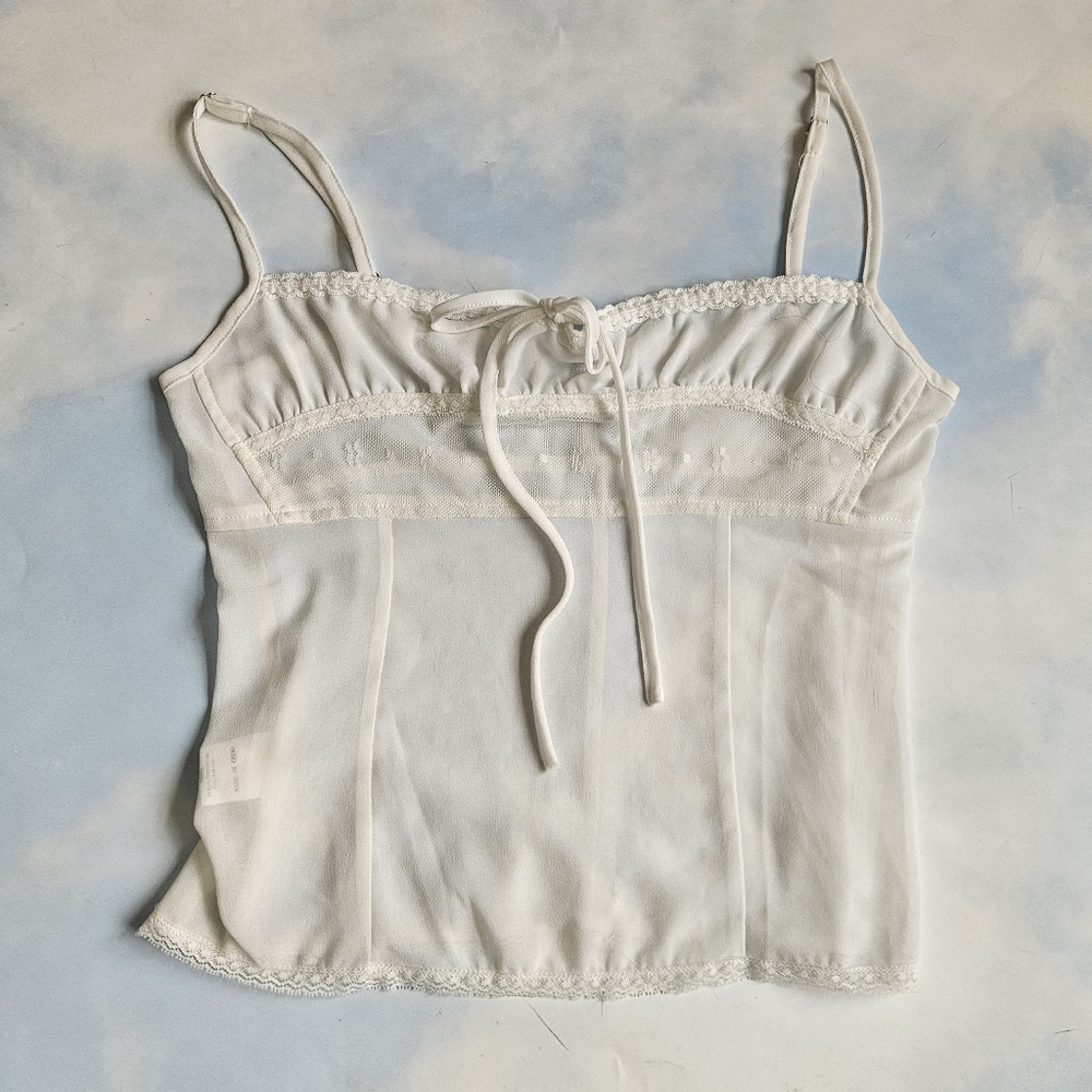 UNIF Angel Top Ivory Viral Lace Milkmaid Top y2k Slip Top